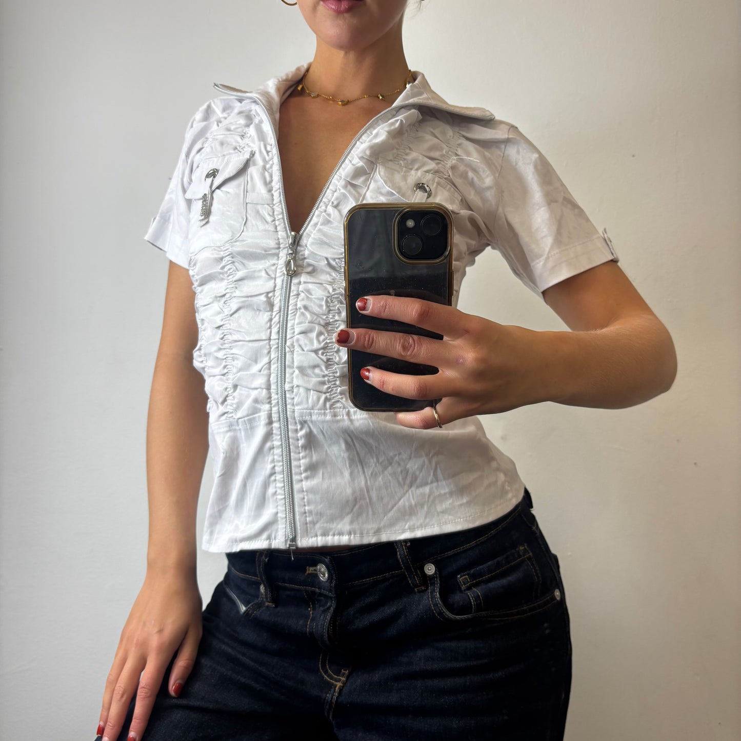 zip up shirt top