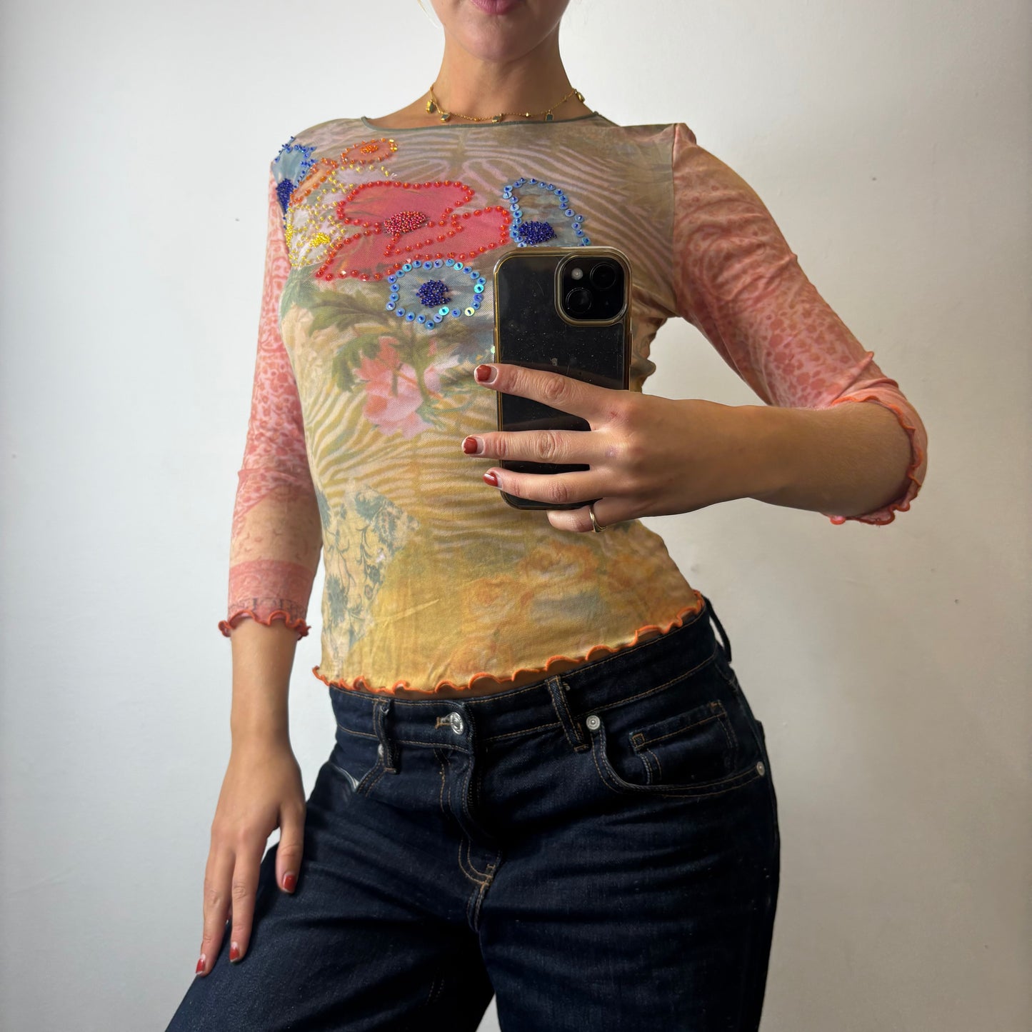 mesh floral top