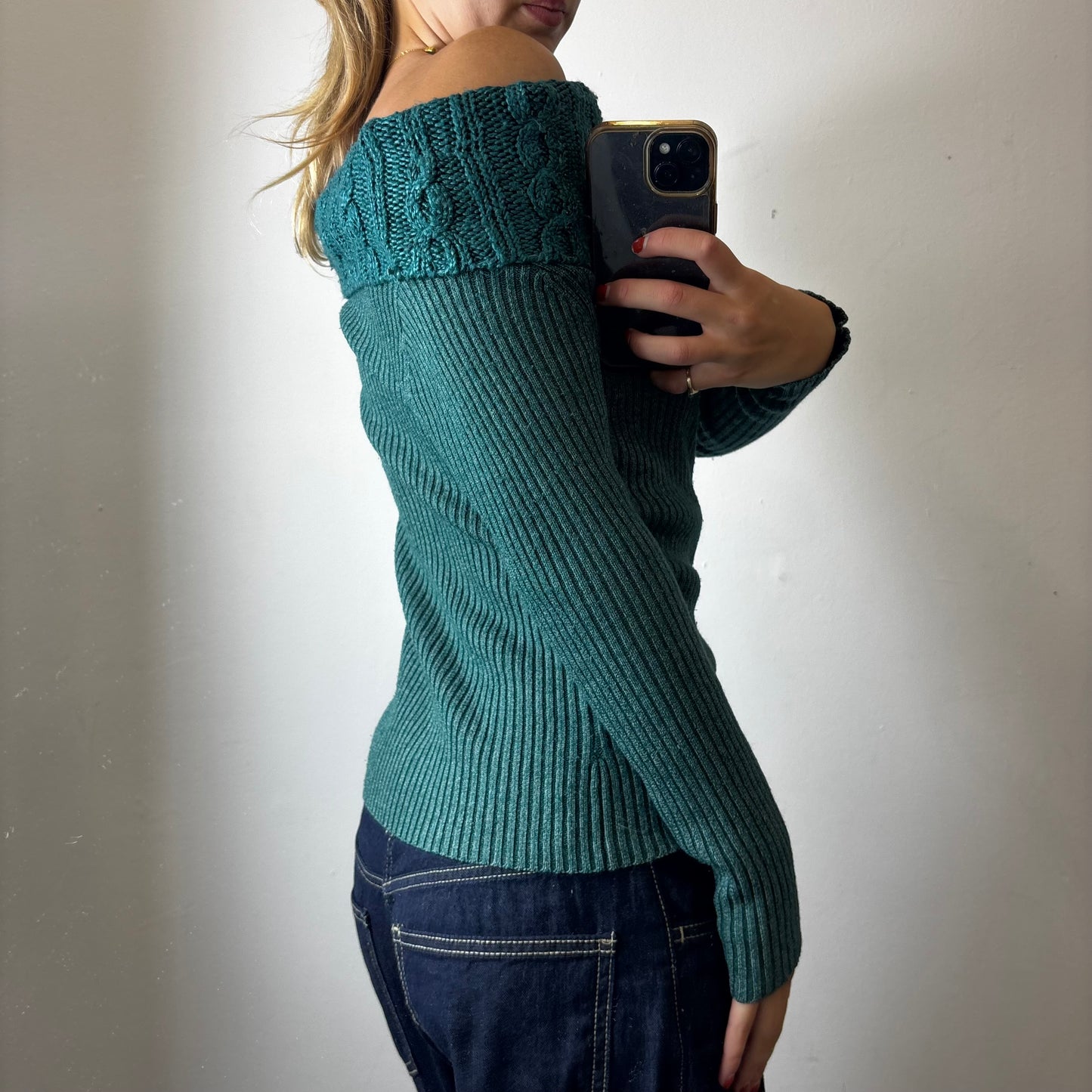 off the shoulder knit jumper
