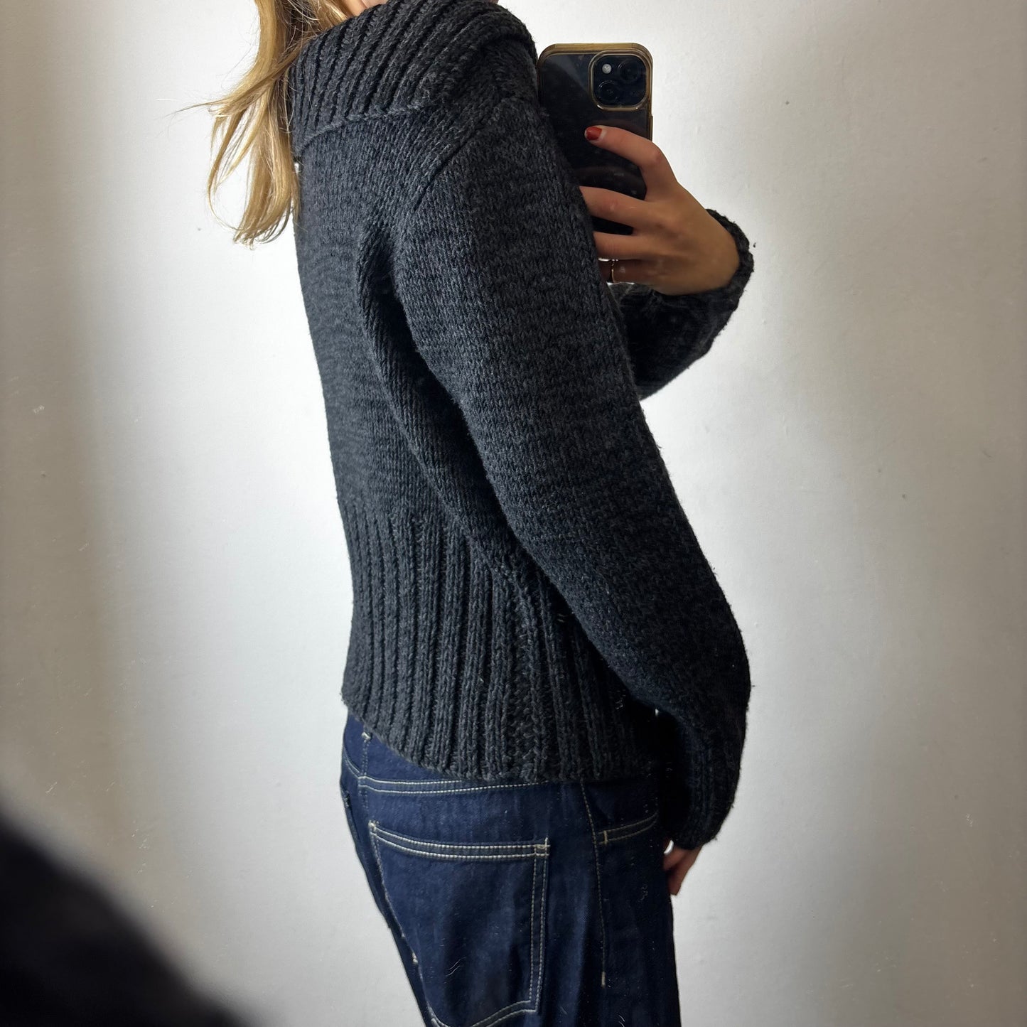 fold collar knit jumper