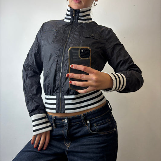 black and white zip jacket
