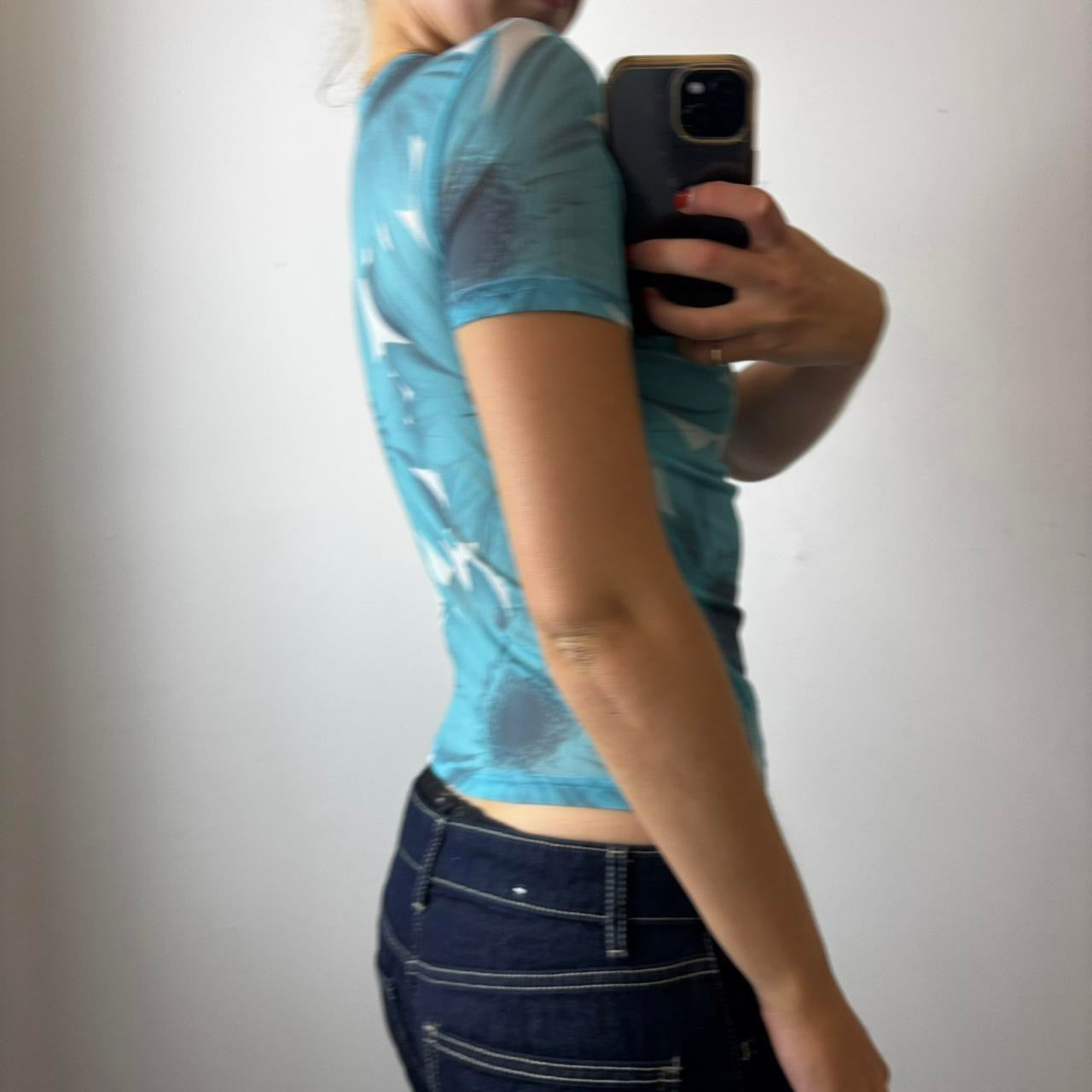 blue mesh top