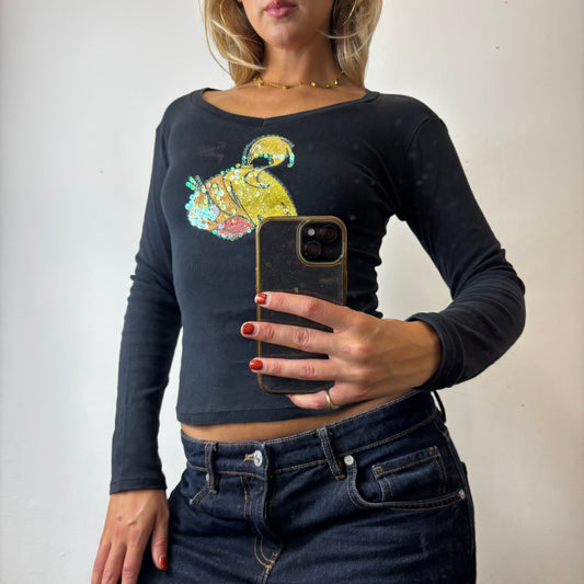sequin graphic top