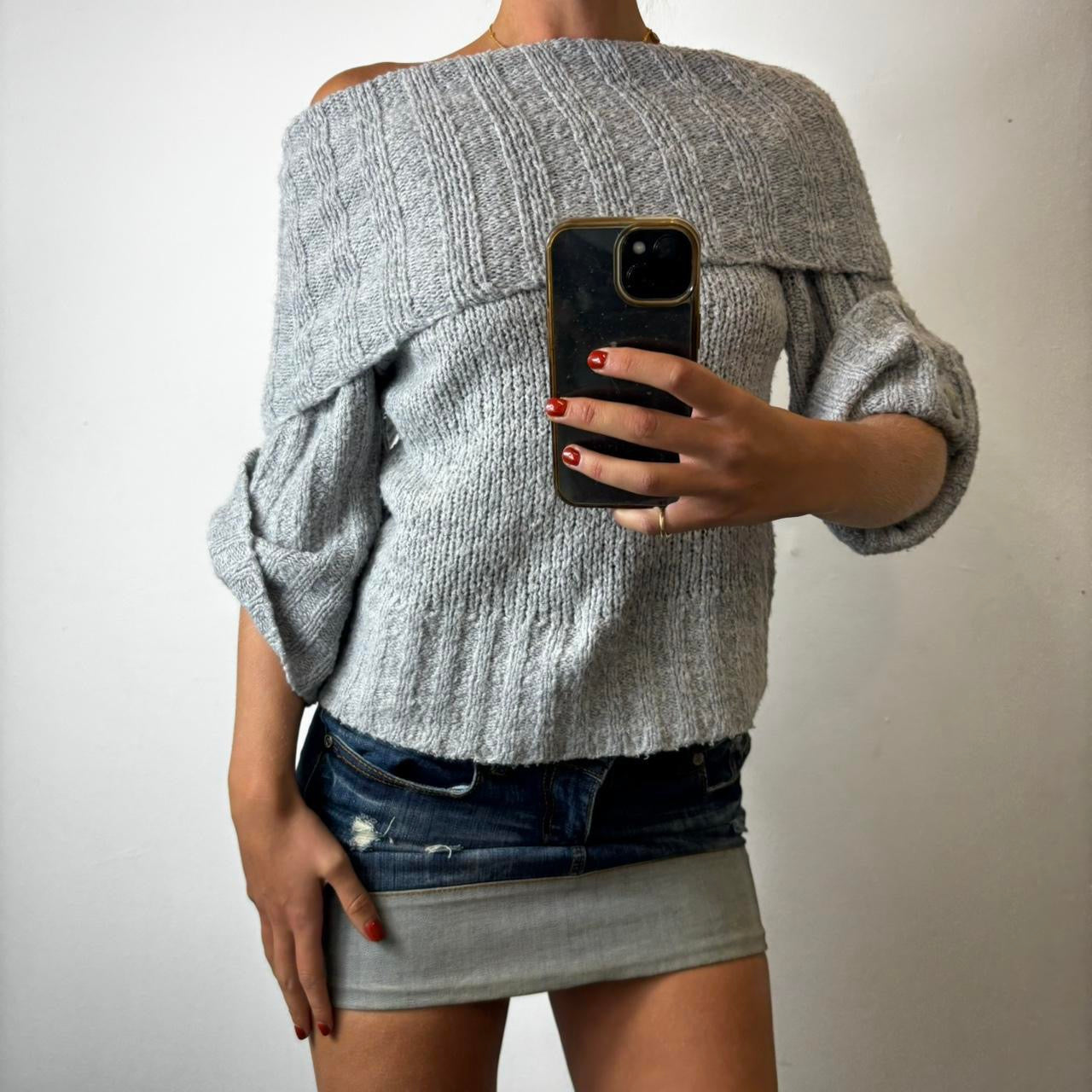 grey knit jumper