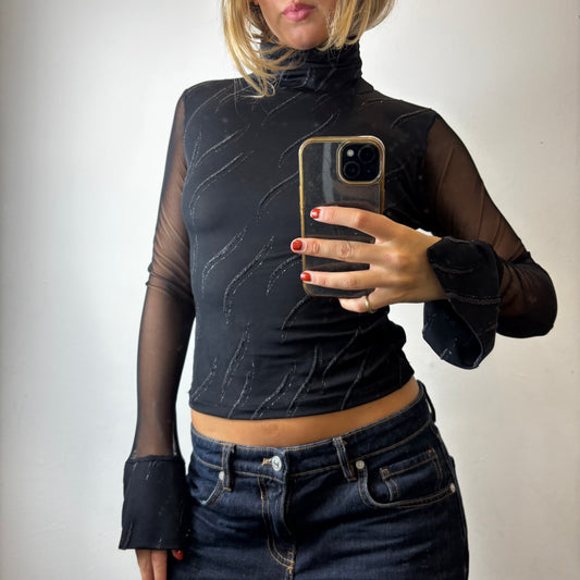 mesh roll neck top
