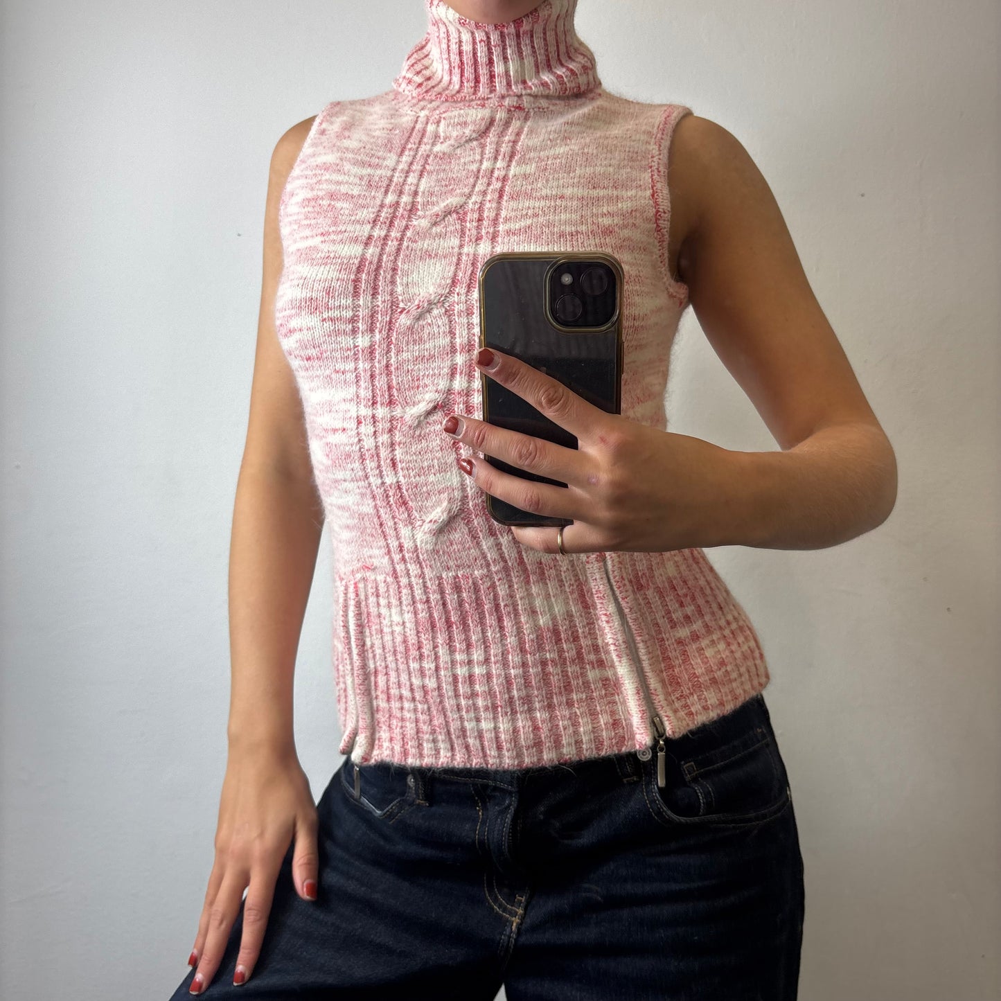 knit top with zip detail