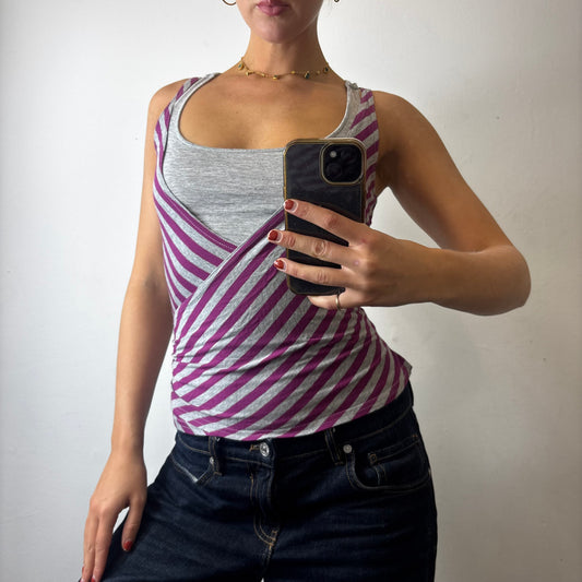 stripey dual layer tie top