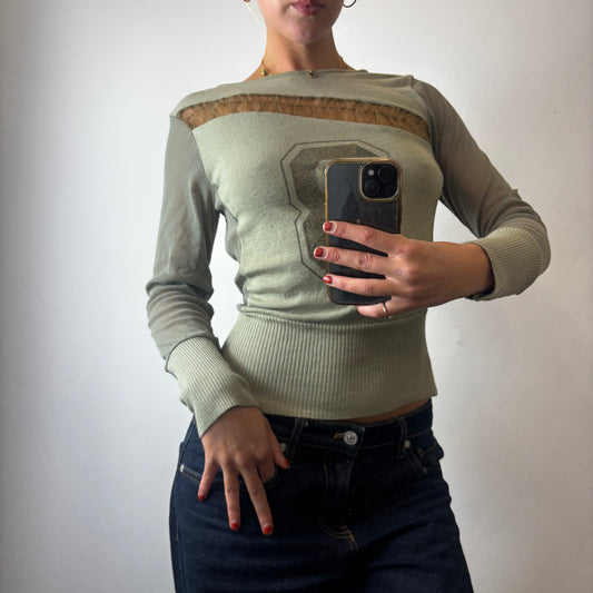 khaki ‘8’ top