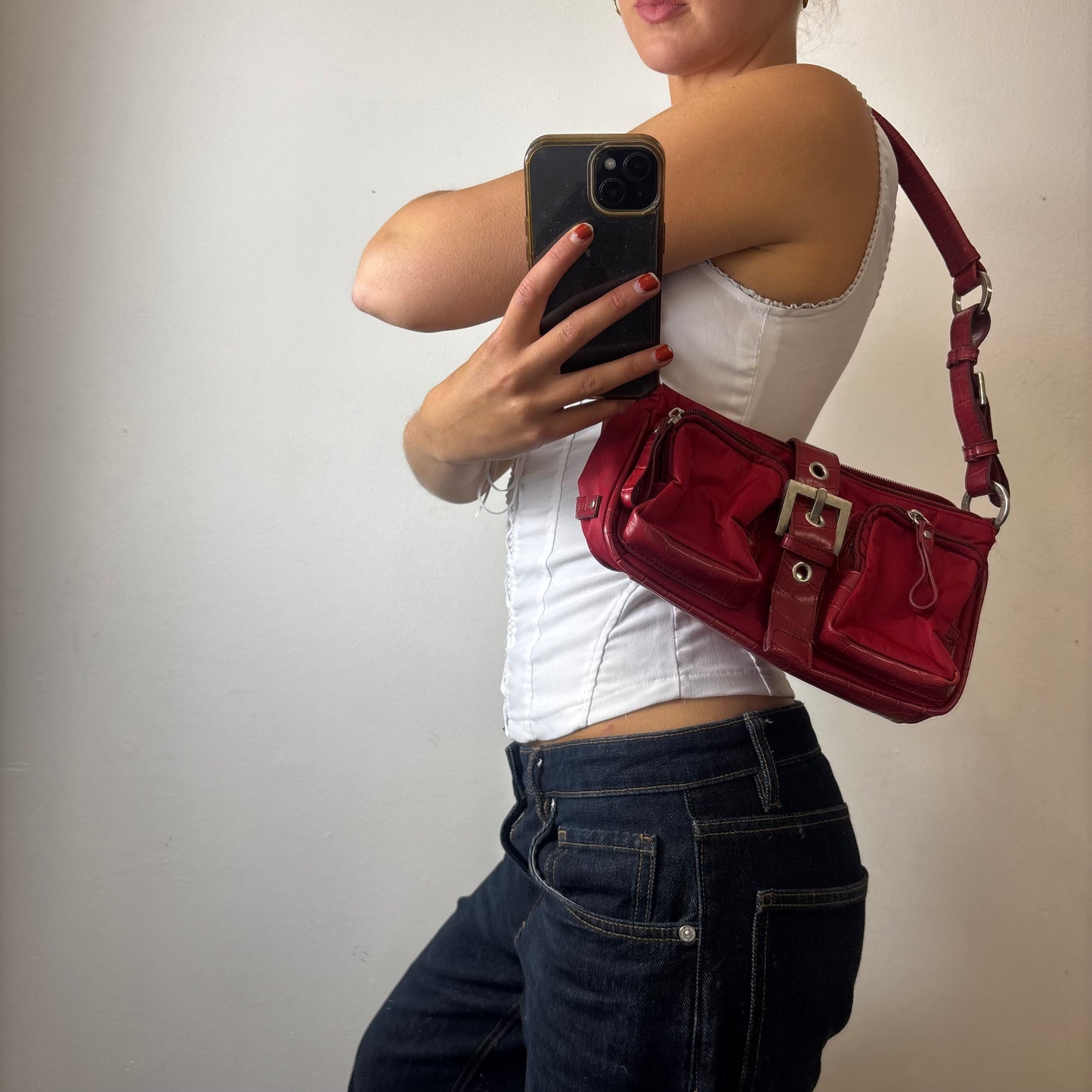 red shoulder bag