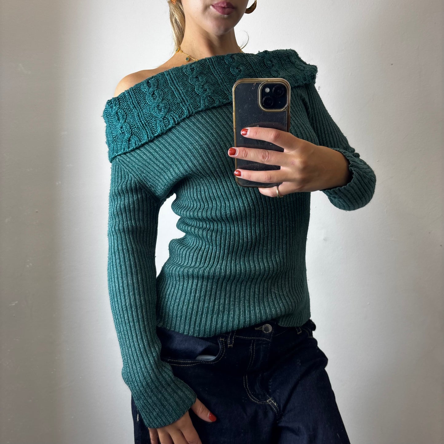 off the shoulder knit jumper