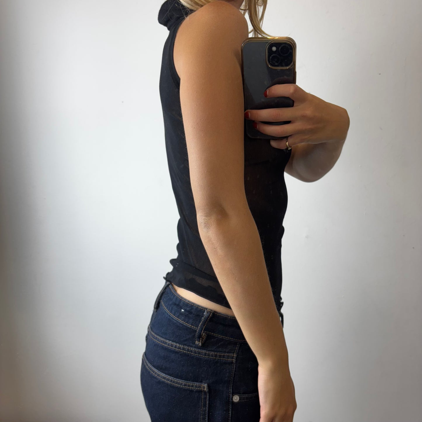 mesh roll neck top