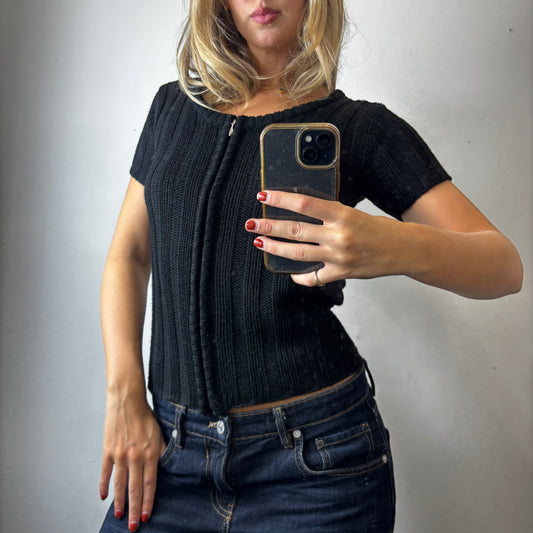 knit zip up top
