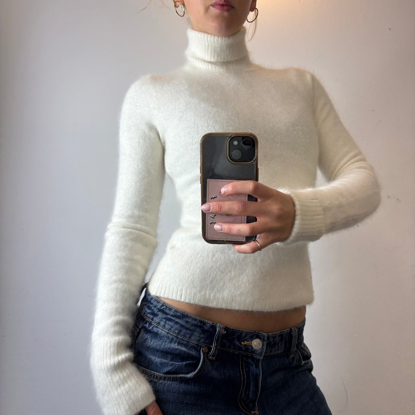 white knit jumper