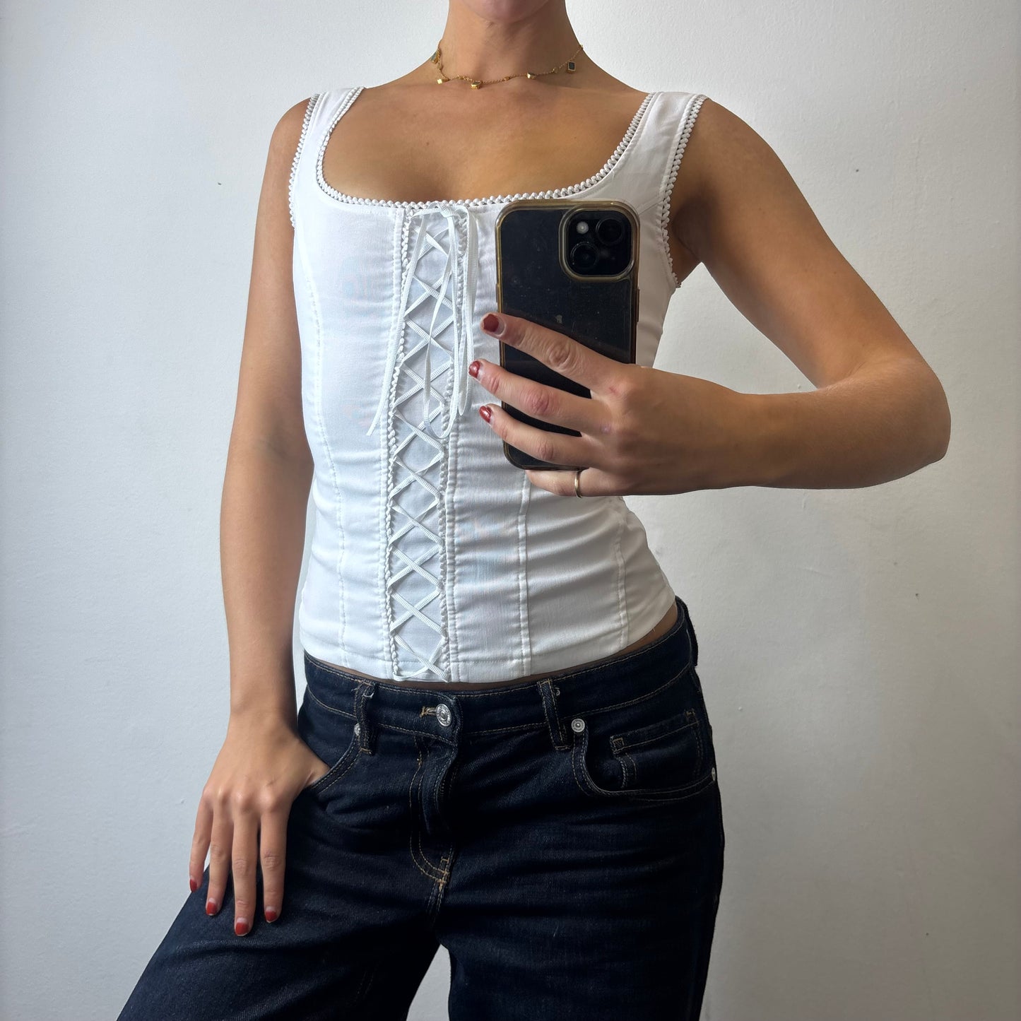 milkmaid lace up top